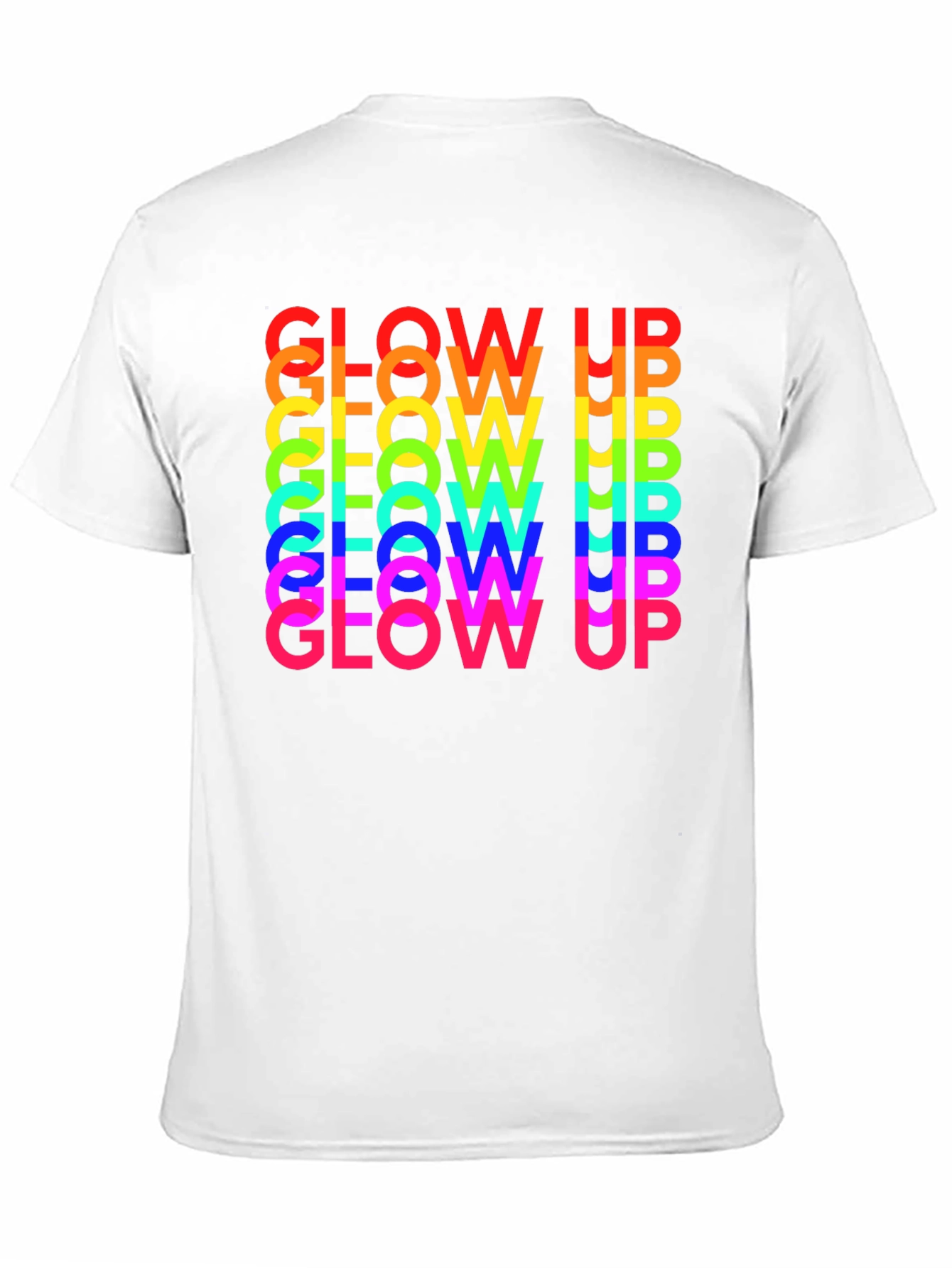 Glow Up Rainbow Text Graphic Tee - Black