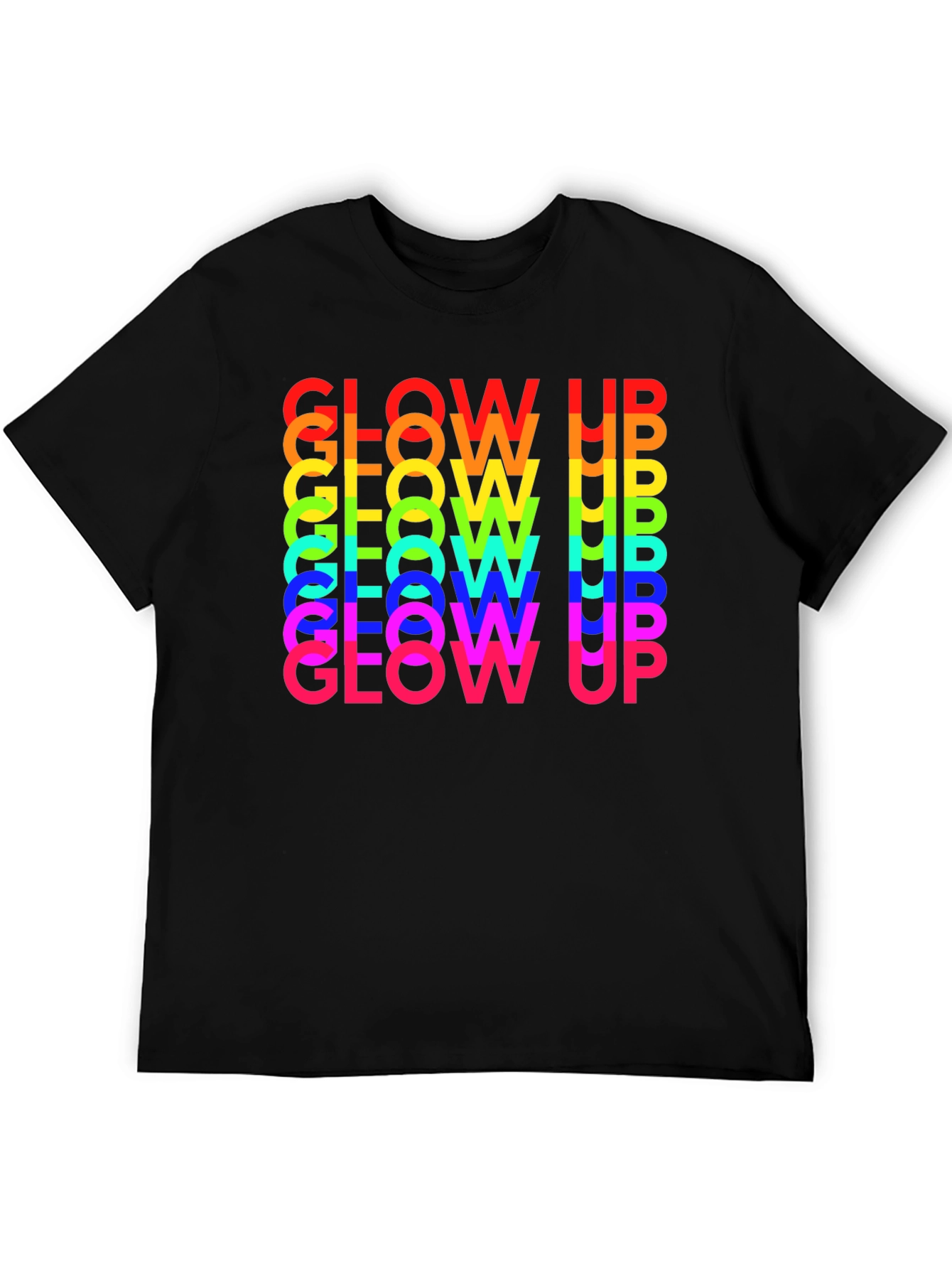 Glow Up Rainbow Text Graphic Tee - Black