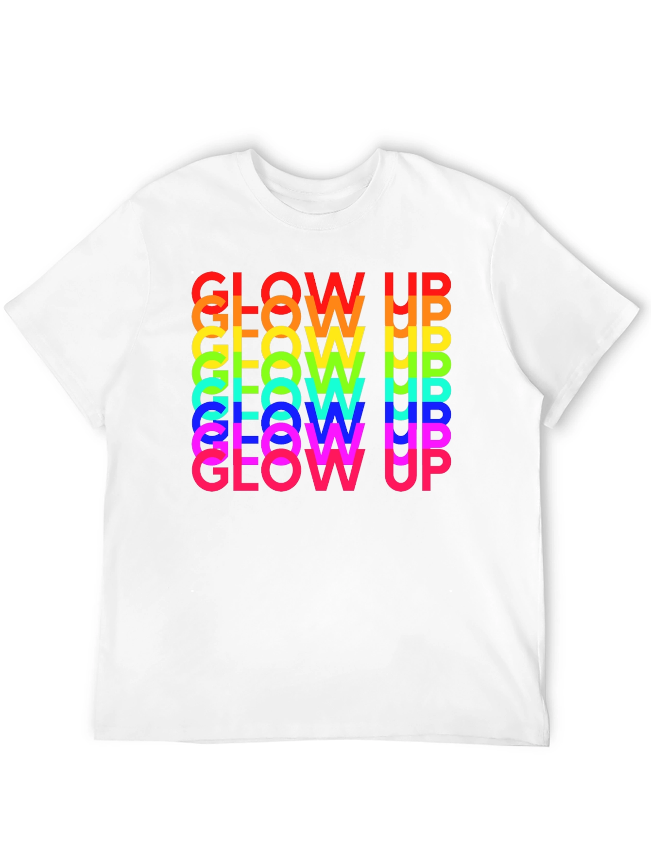 Glow Up Rainbow Text Graphic Tee - Black