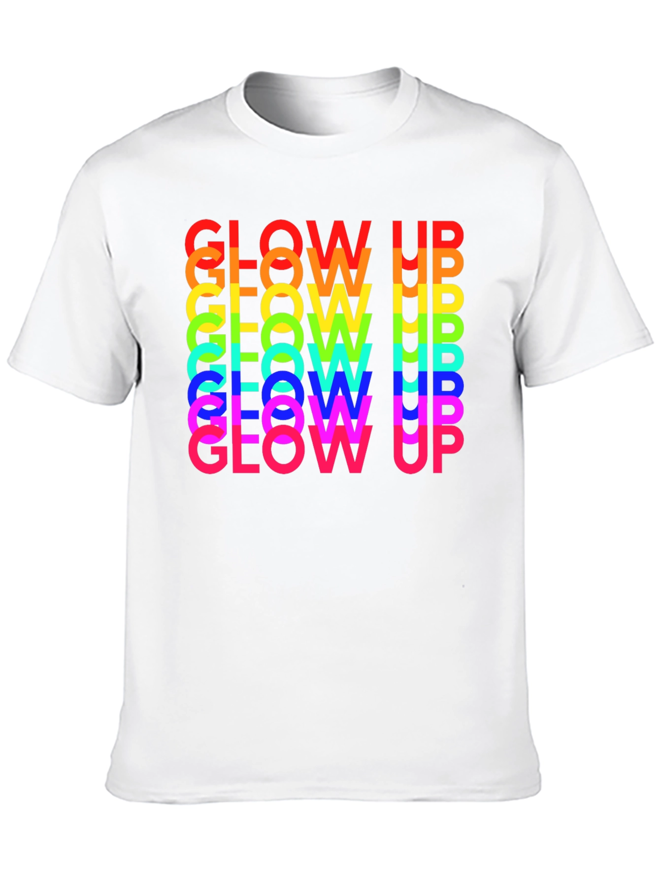 Glow Up Rainbow Text Graphic Tee - Black