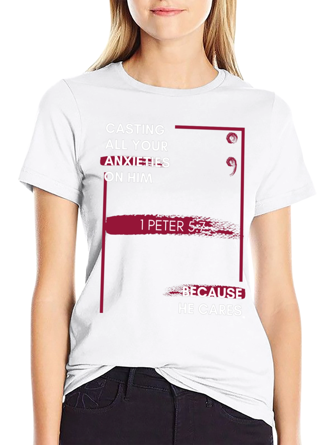 Faith-Based T-Shirt - 1 Peter 5:7 Bible Verse Tee