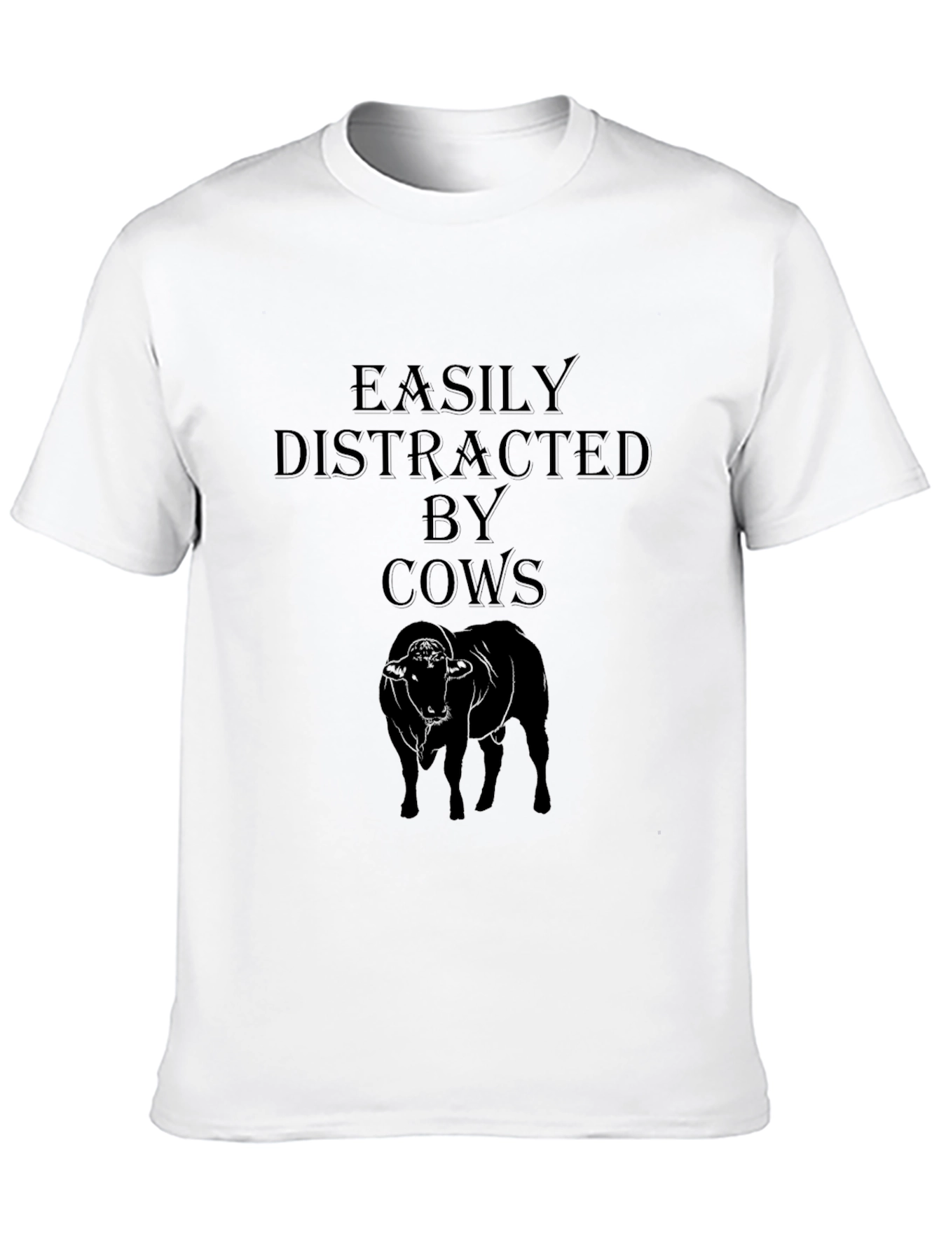 Easily Distracted By Cows Black T-Shirt