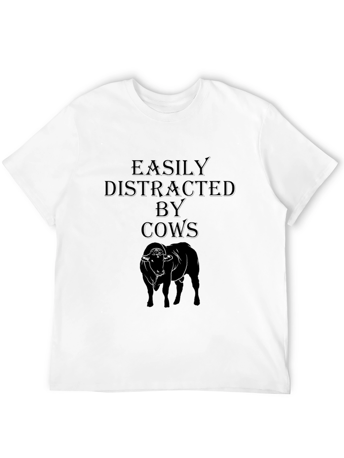 Easily Distracted By Cows Black T-Shirt