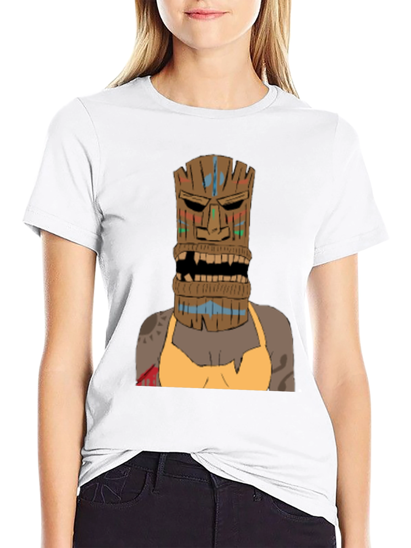 Tiki Mask Graphic Tee - Unique Tribal Design