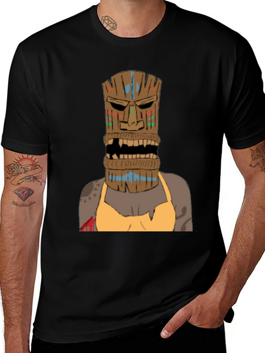 Tiki Mask Graphic Tee - Unique Tribal Design
