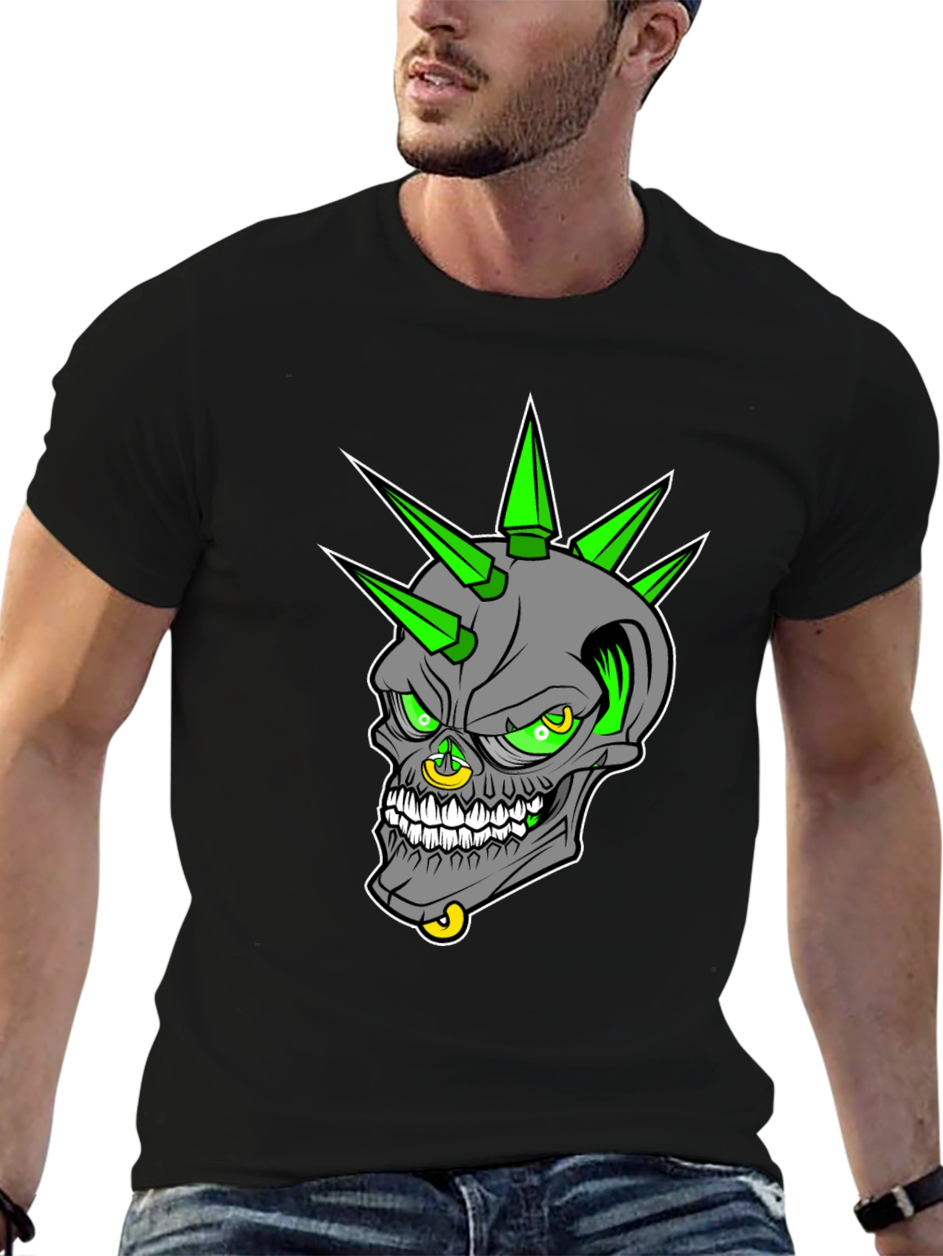 Edgy Skull Graphic T-Shirt - Punk Rock Style