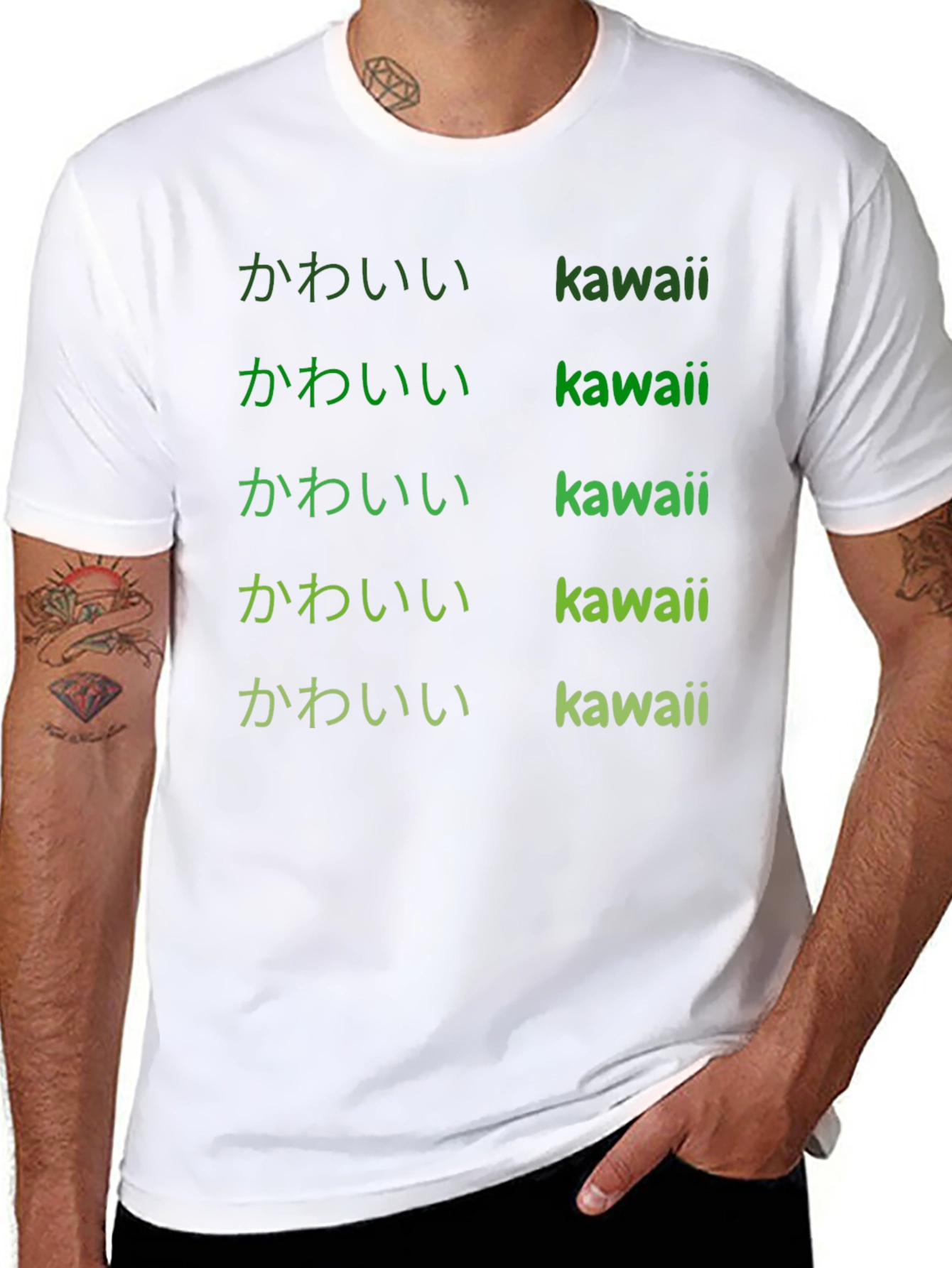Kawaii Text Print Black Tee