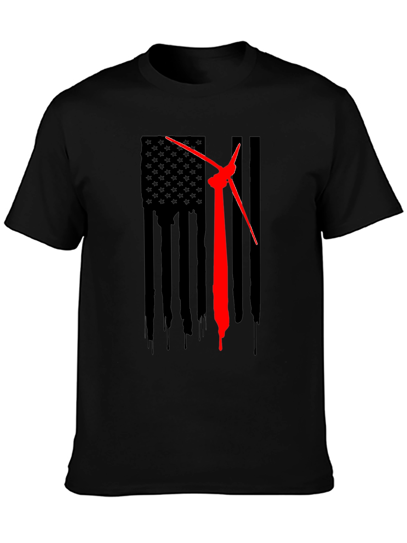 American Flag Wind Turbine T-Shirt - Patriotic Design