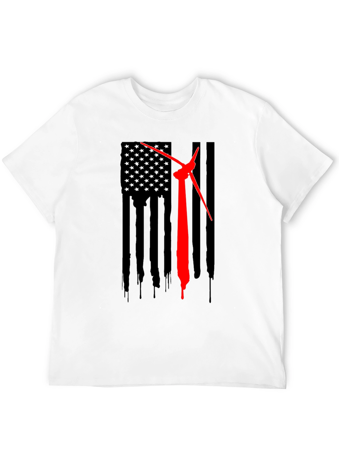 American Flag Wind Turbine T-Shirt - Patriotic Design