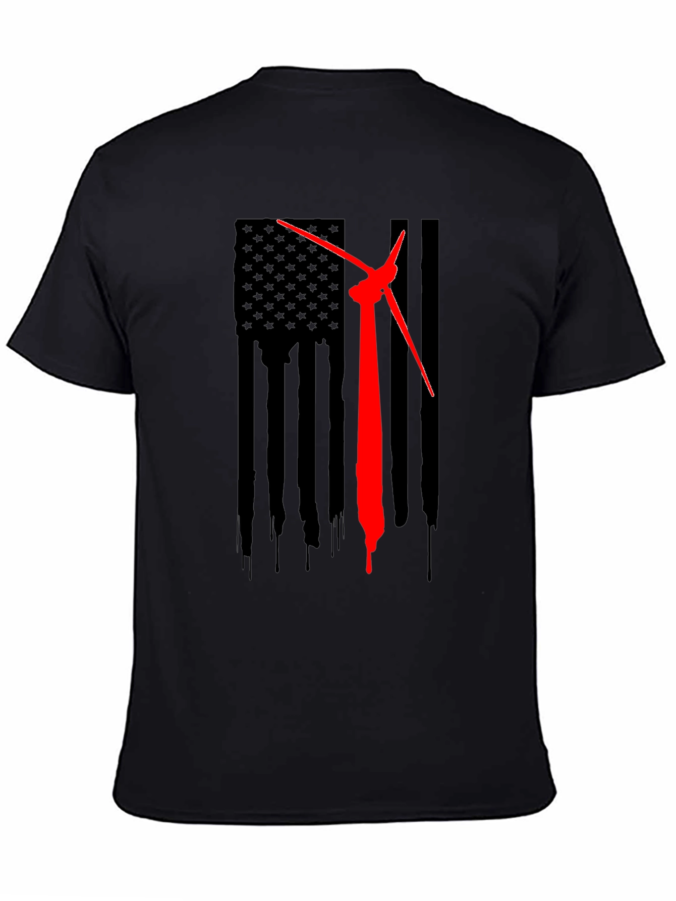 American Flag Wind Turbine T-Shirt - Patriotic Design