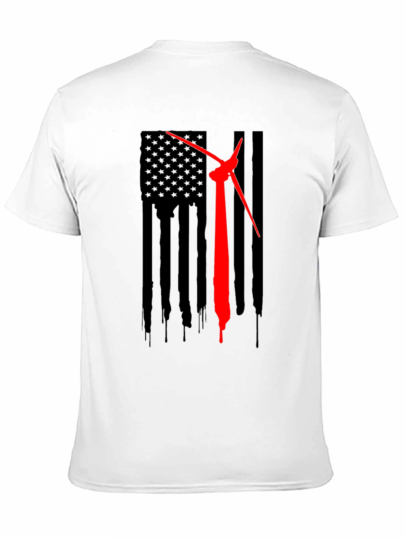 American Flag Wind Turbine T-Shirt - Patriotic Design