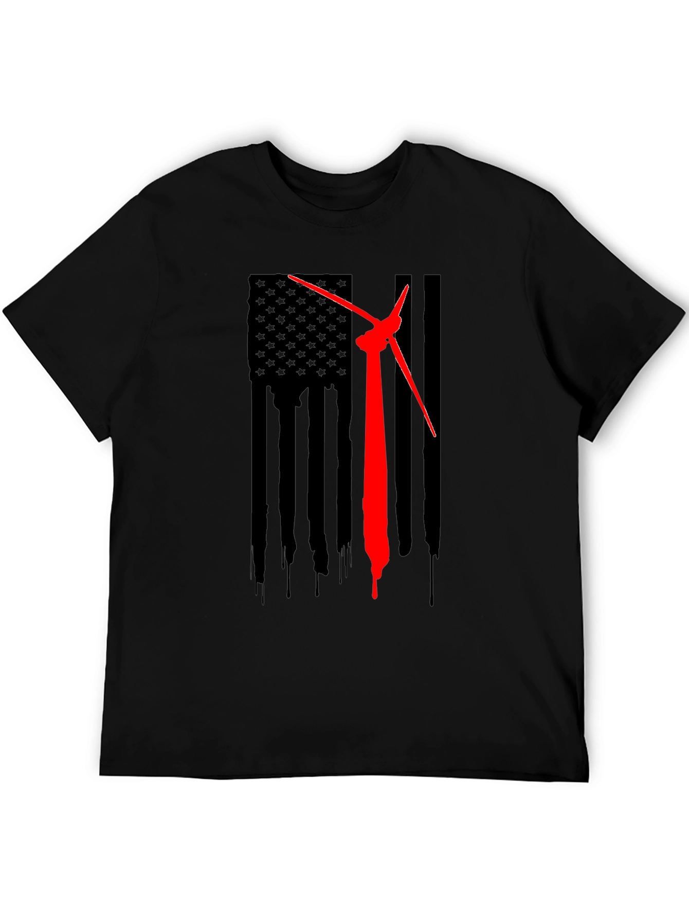 American Flag Wind Turbine T-Shirt - Patriotic Design