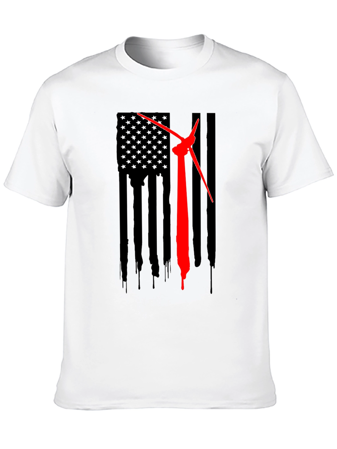 American Flag Wind Turbine T-Shirt - Patriotic Design