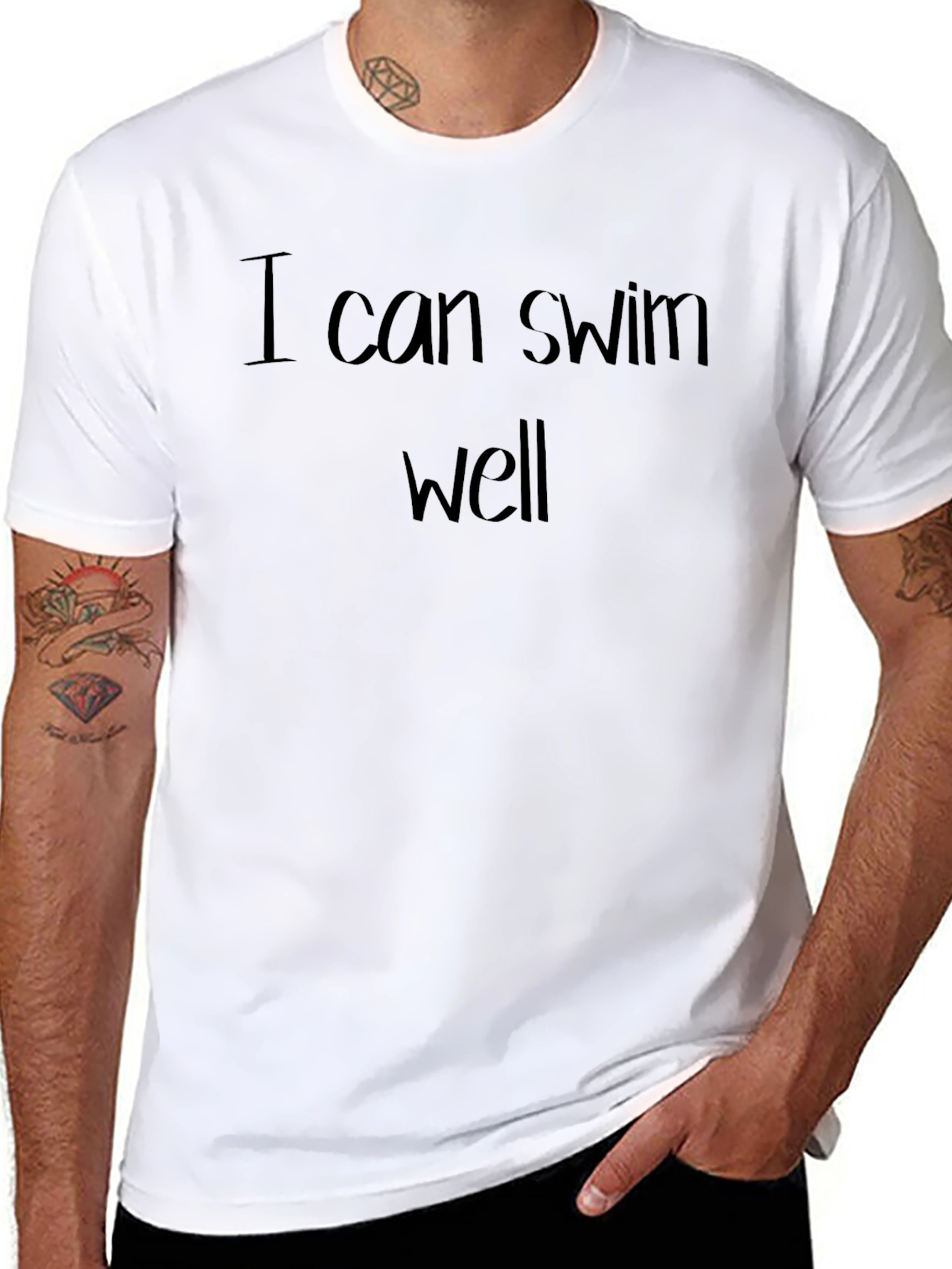 I Can Swim Well Graphic Tee - Black T-Shirt