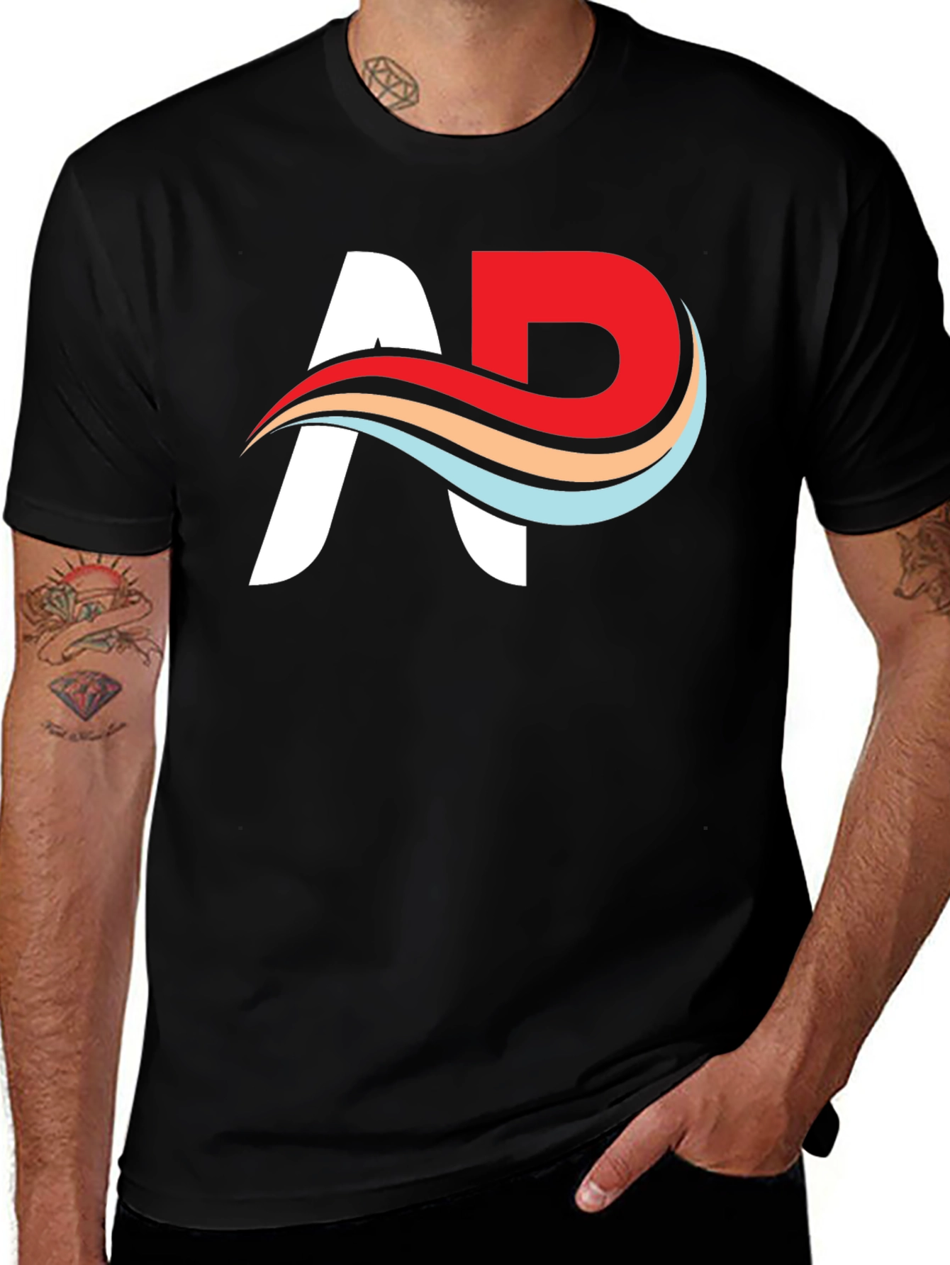 Stylish Black T-Shirt with Unique Graphic Design
