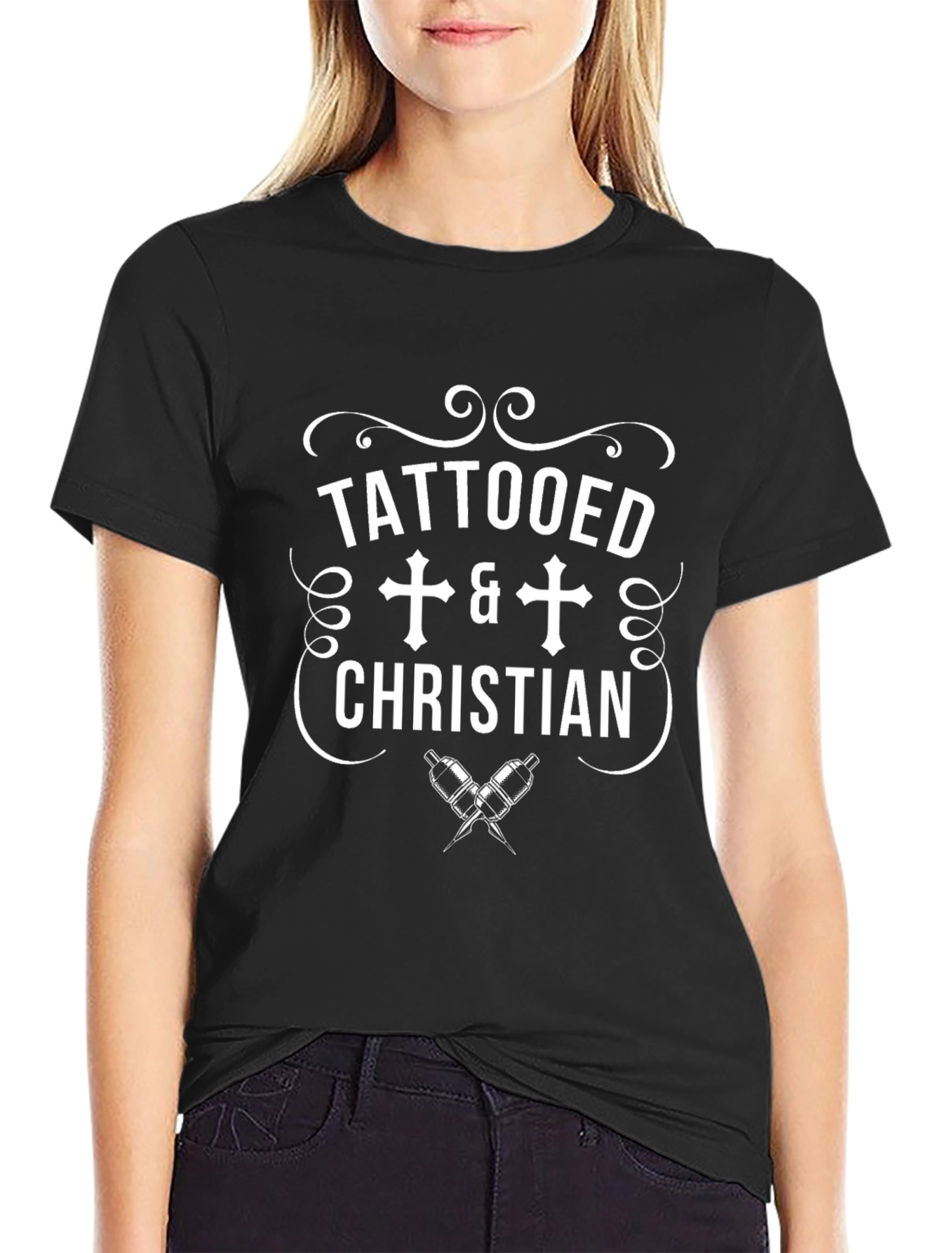 Tattooed Christian Graphic Tee - Black Cotton T-Shirt