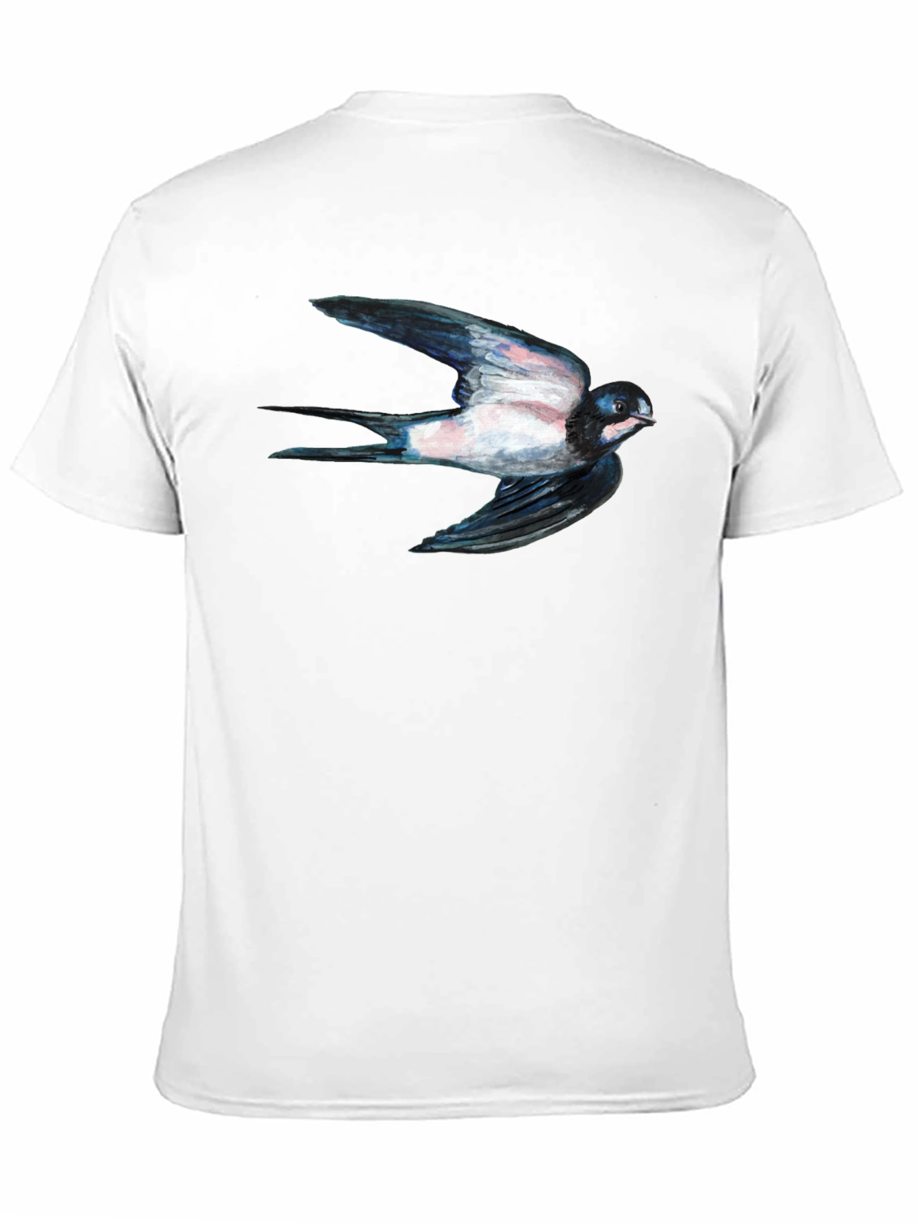 Swallow Bird Print Black Tee