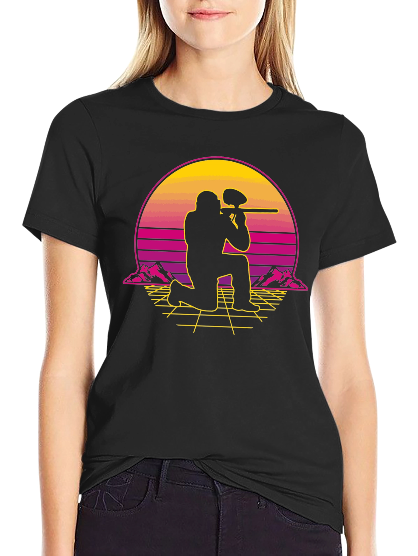 Paintball Sunset Graphic Tee - Retro Gamer Style