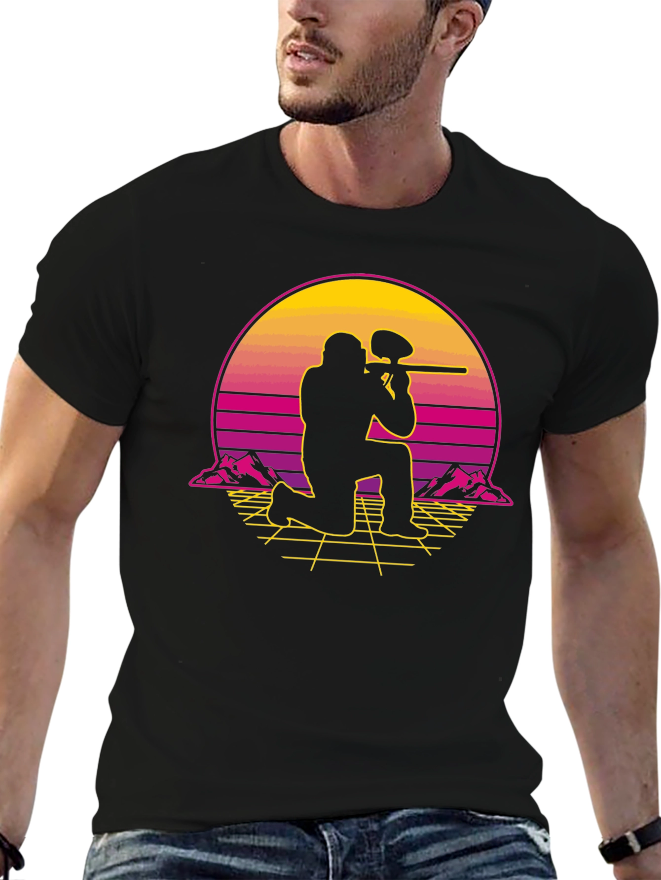 Paintball Sunset Graphic Tee - Retro Gamer Style
