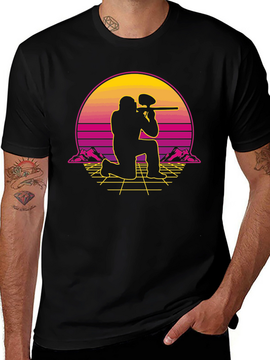 Paintball Sunset Graphic Tee - Retro Gamer Style