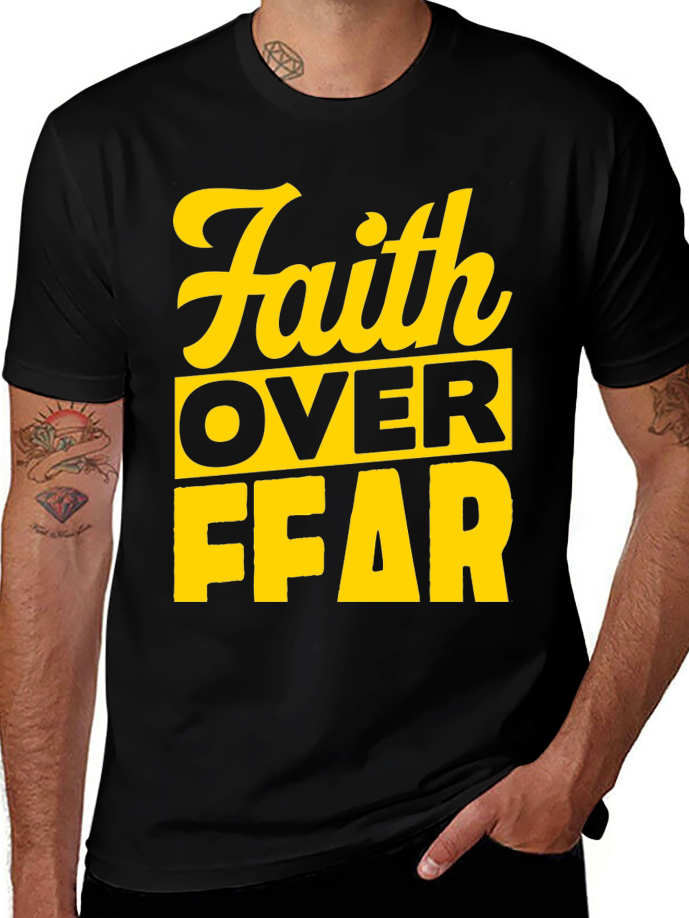 Faith Over Fear Graphic T-Shirt - Black