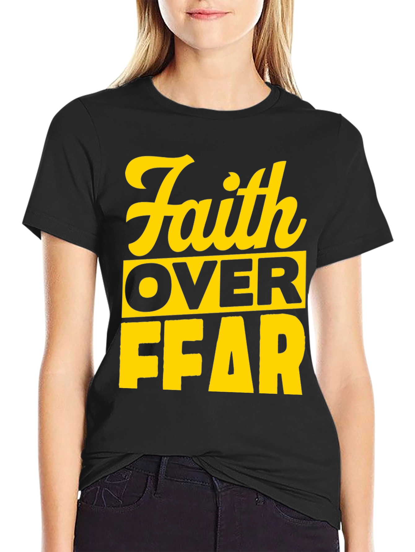 Faith Over Fear Graphic T-Shirt - Black