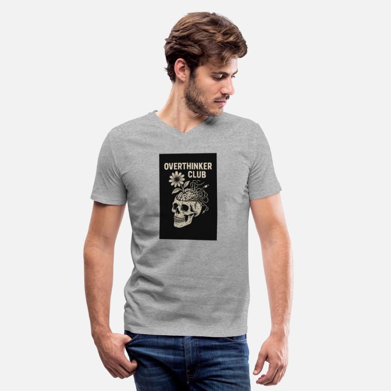 Overthinker Club – Grunge Skull & Brain Flowers Te