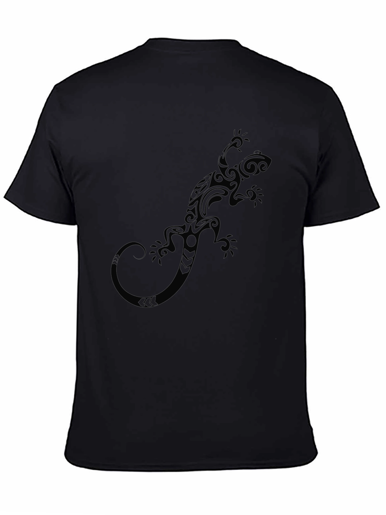 Tribal Lizard Graphic Mens Black T-Shirt