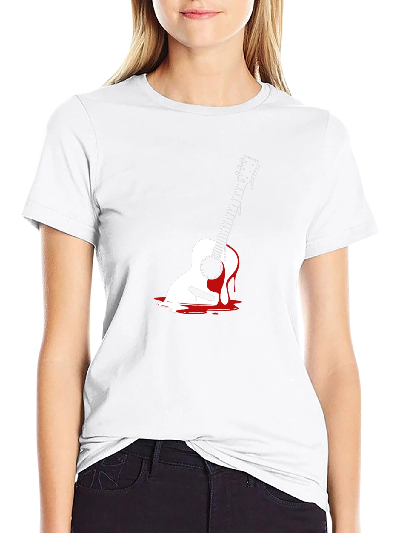 Melting Guitar Graphic Tee - Black