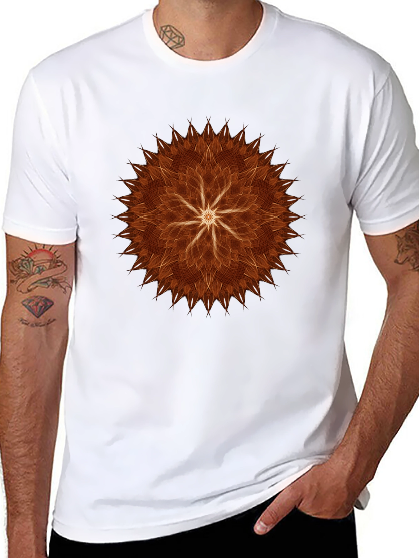 Abstract Flower Graphic Tee - Black