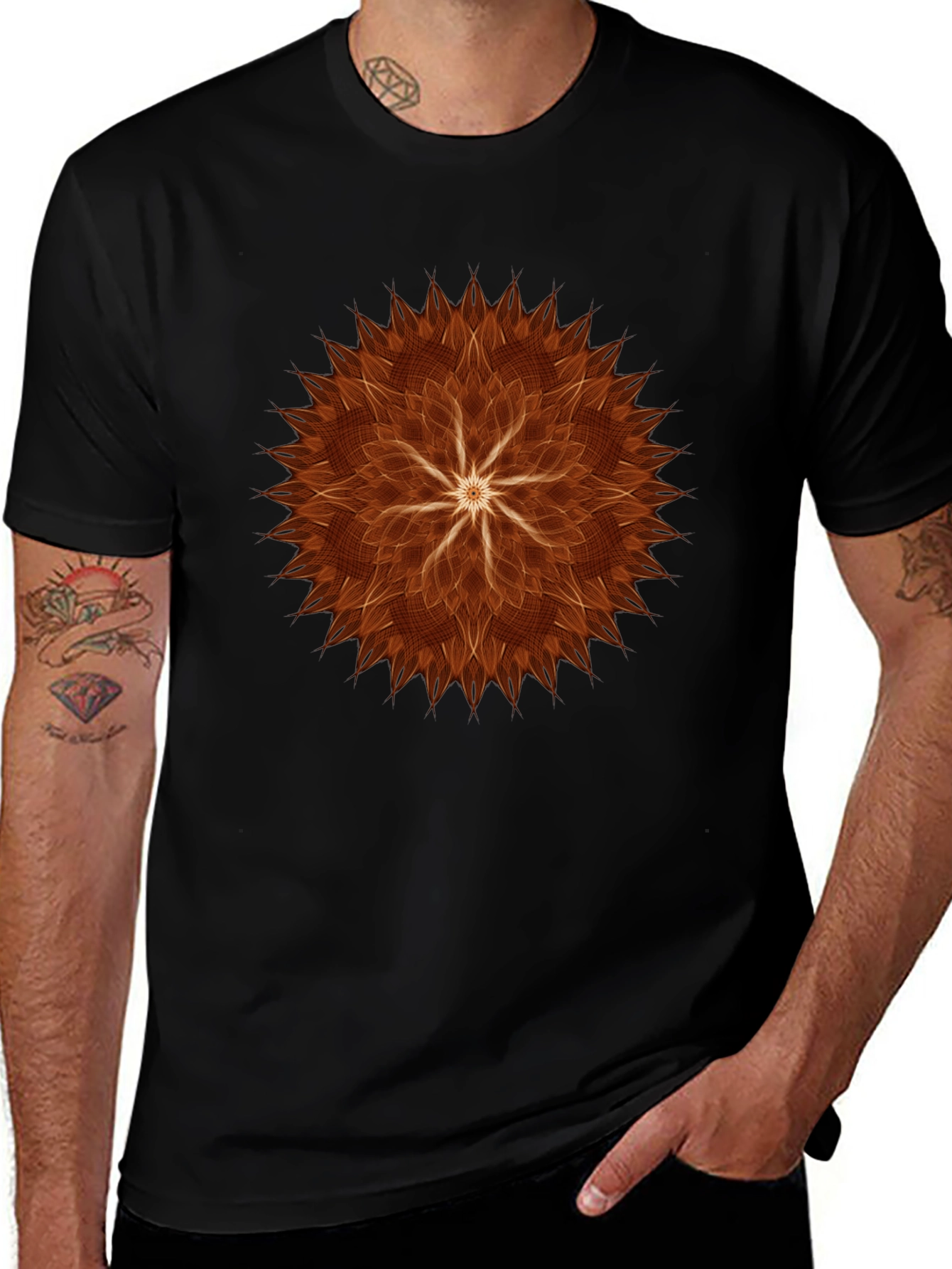 Abstract Flower Graphic Tee - Black