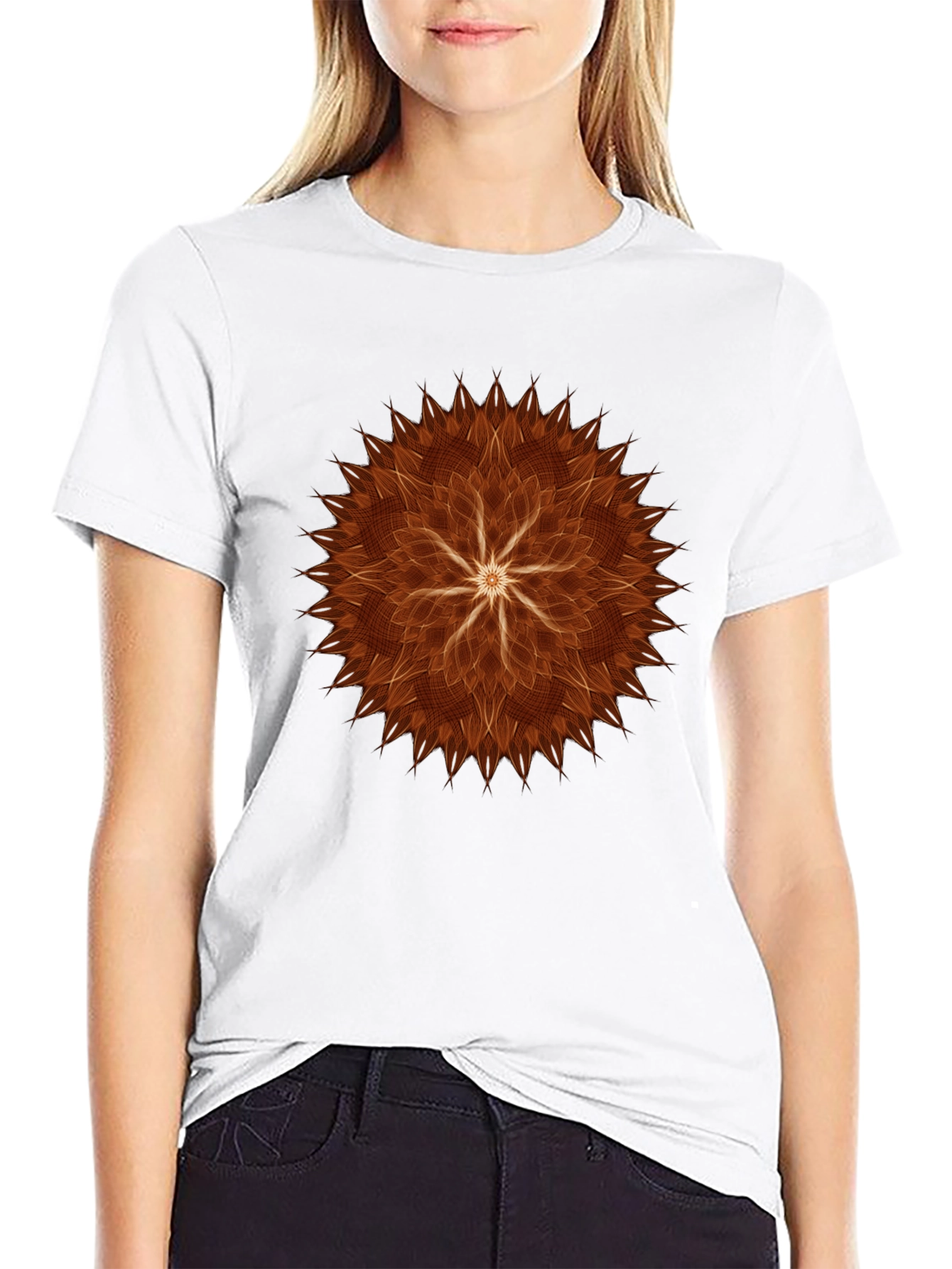 Abstract Flower Graphic Tee - Black