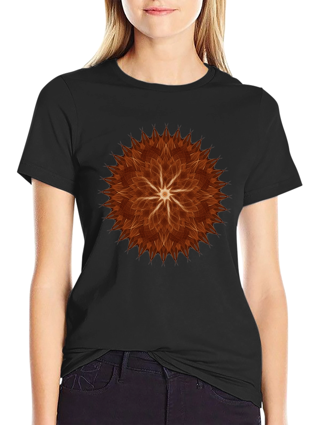 Abstract Flower Graphic Tee - Black
