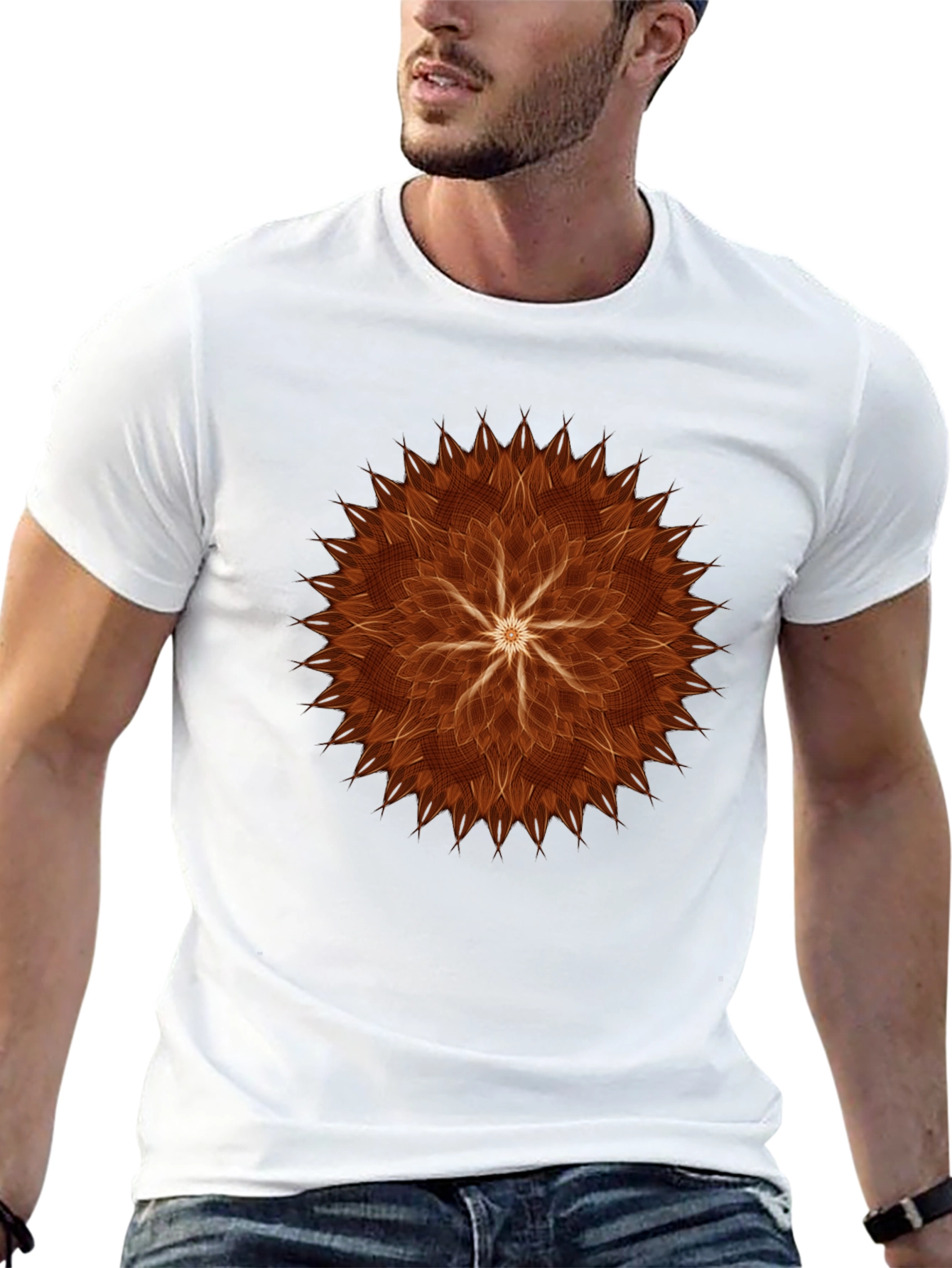 Abstract Flower Graphic Tee - Black
