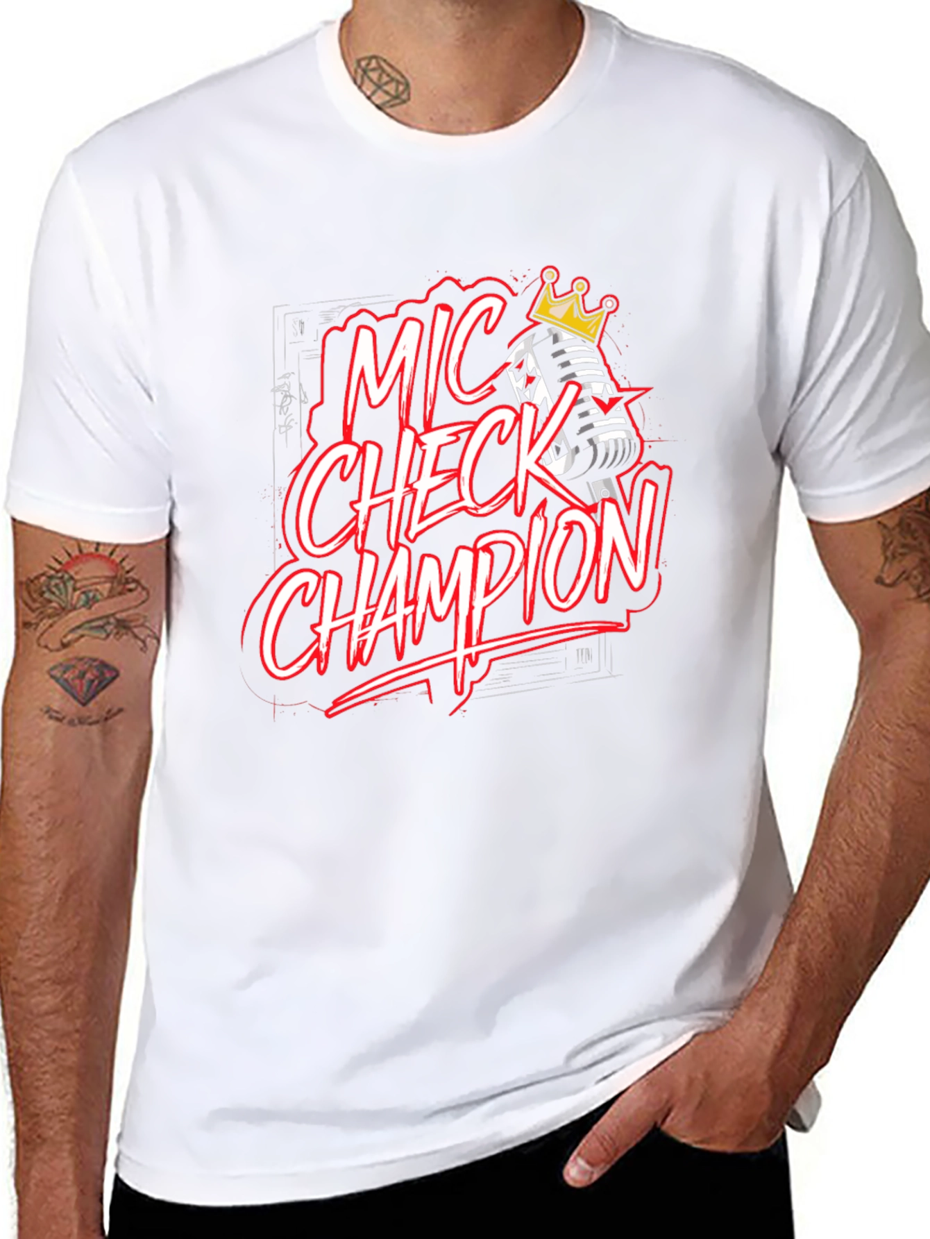 Mic Check Champion Black Graphic Tee