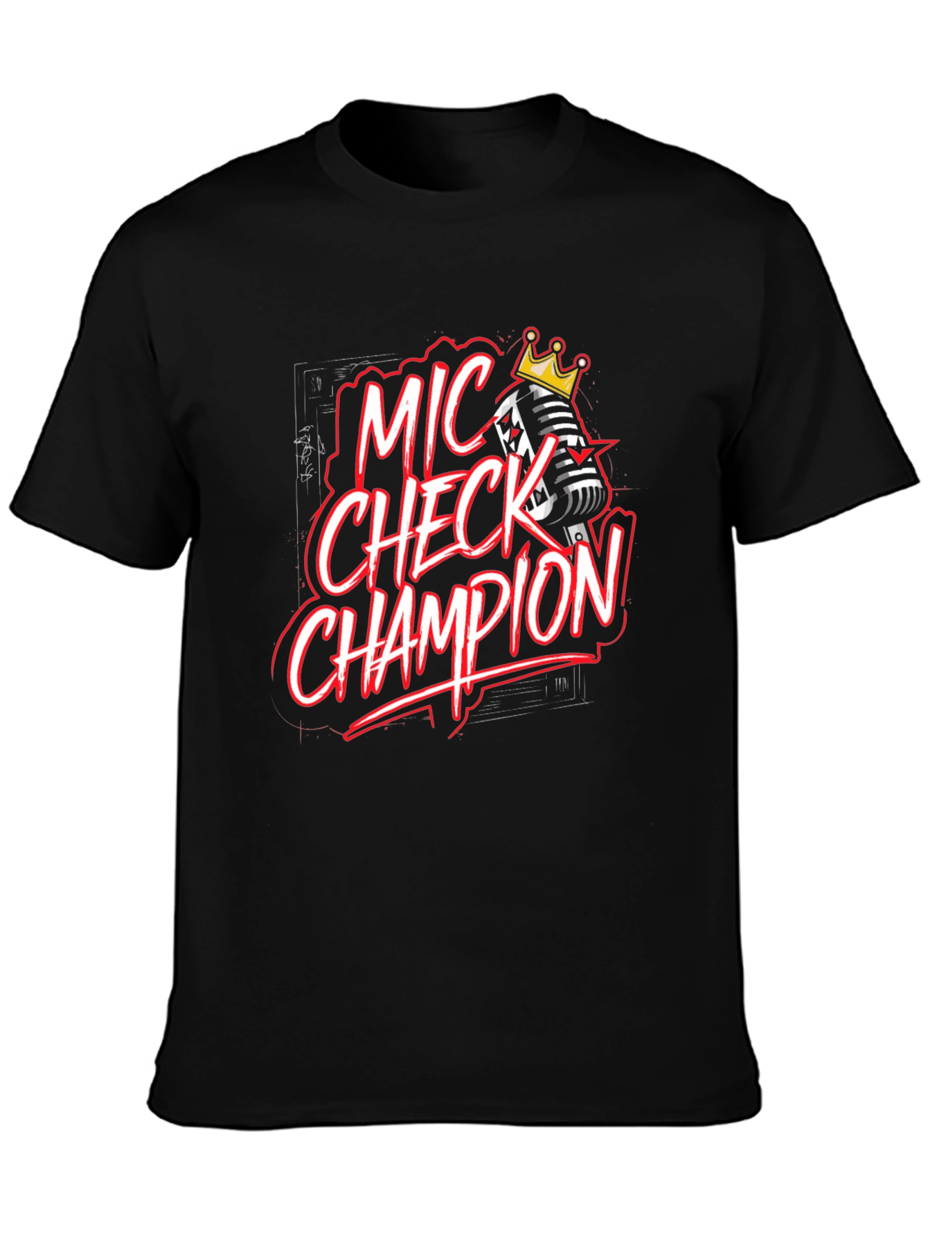 Mic Check Champion Black Graphic Tee