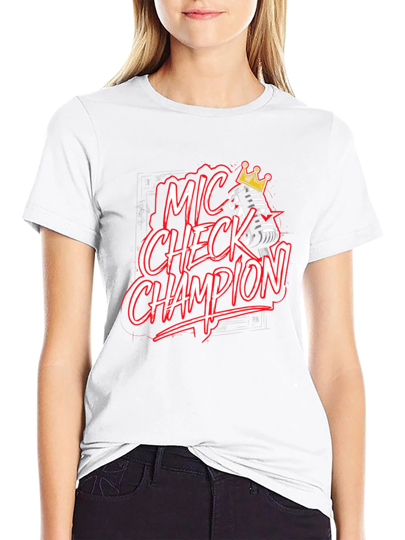 Mic Check Champion Black Graphic Tee