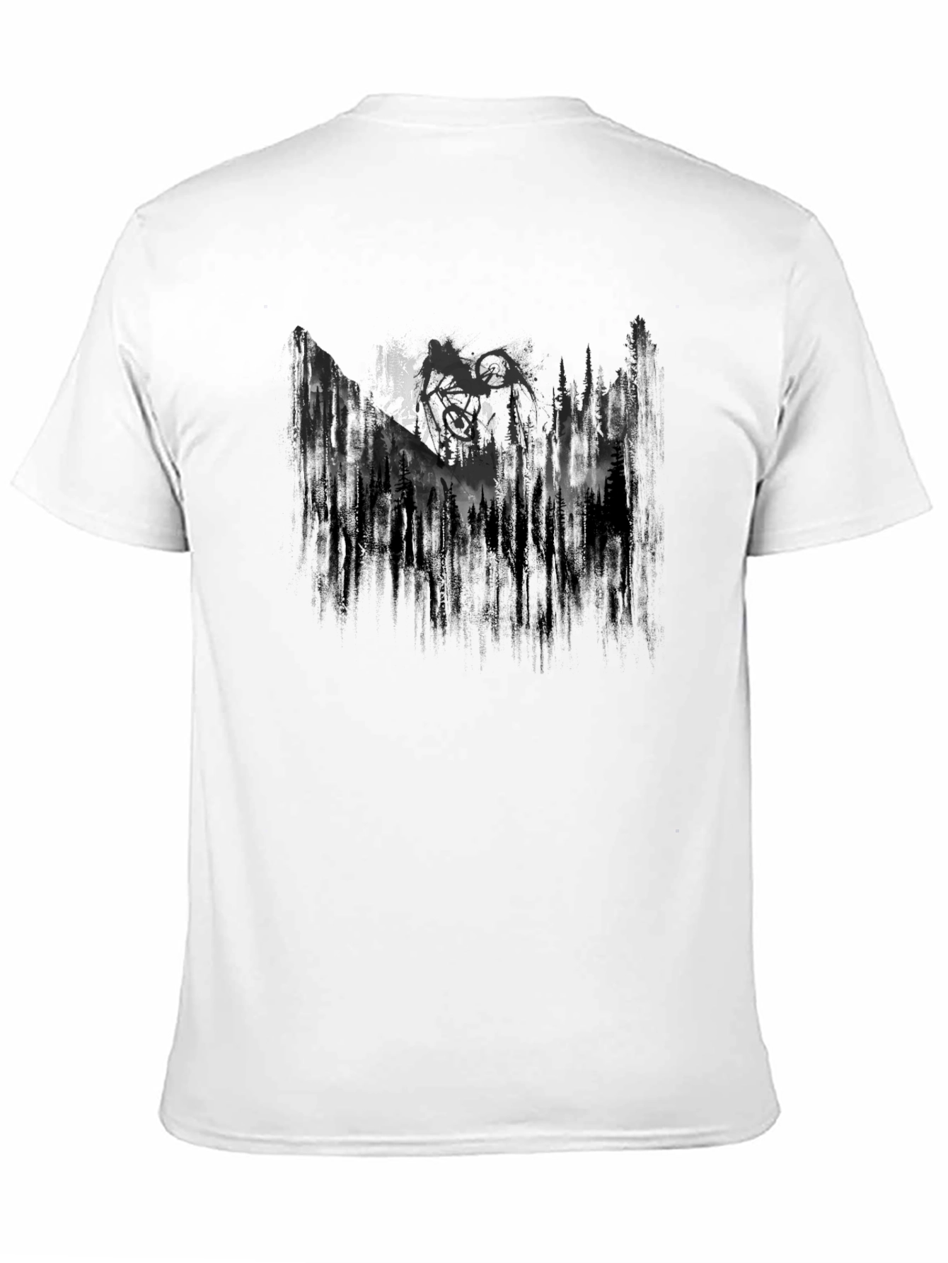 Mens Black Graphic Tee - Mountain Forest Design