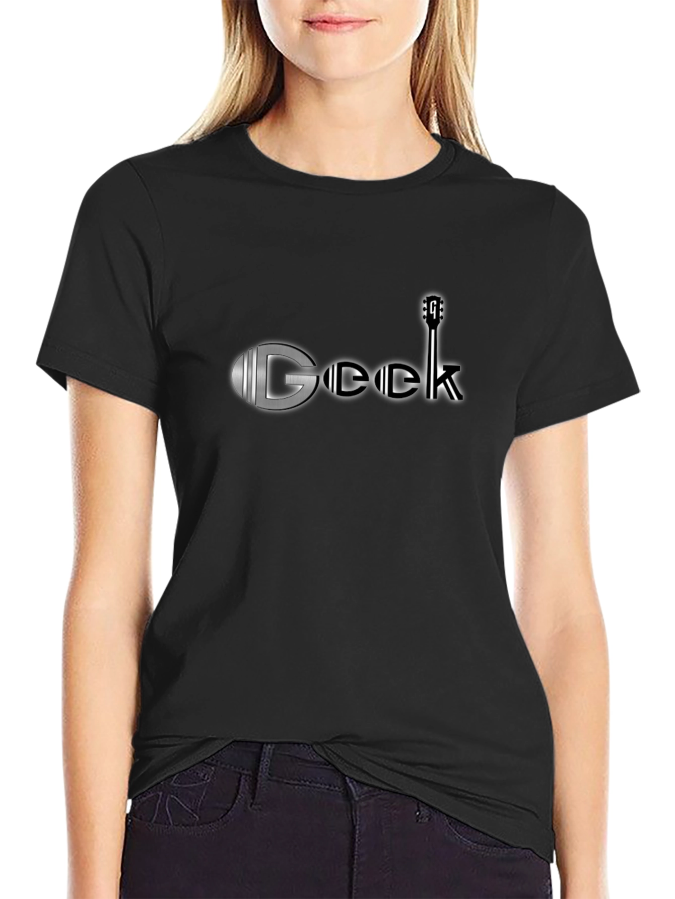Geek Guitar T-Shirt - Black Cotton Blend