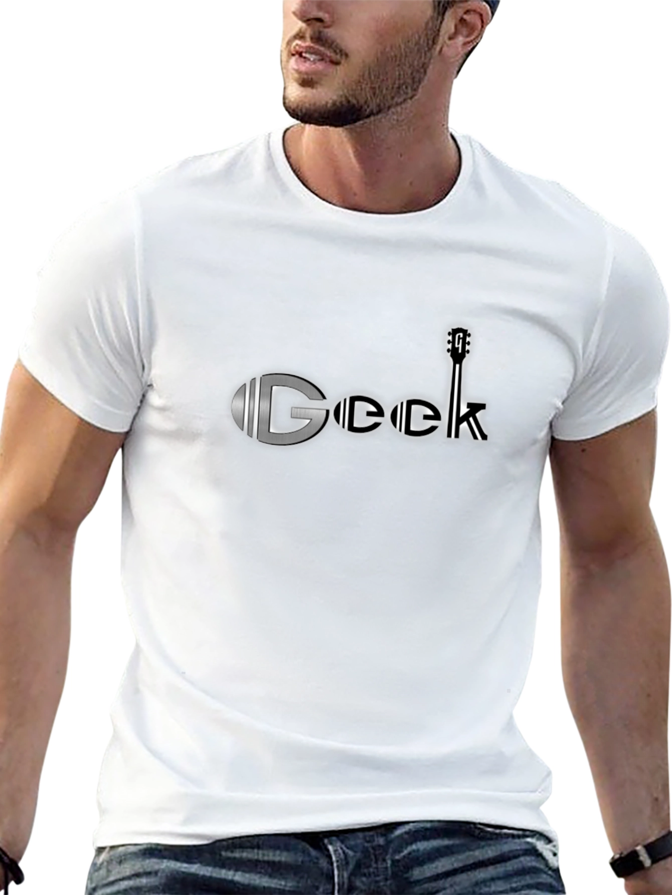 Geek Guitar T-Shirt - Black Cotton Blend