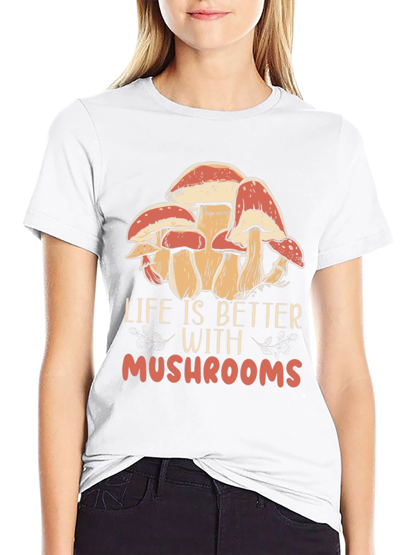 Life is Better With Mushrooms Black T-Shirt