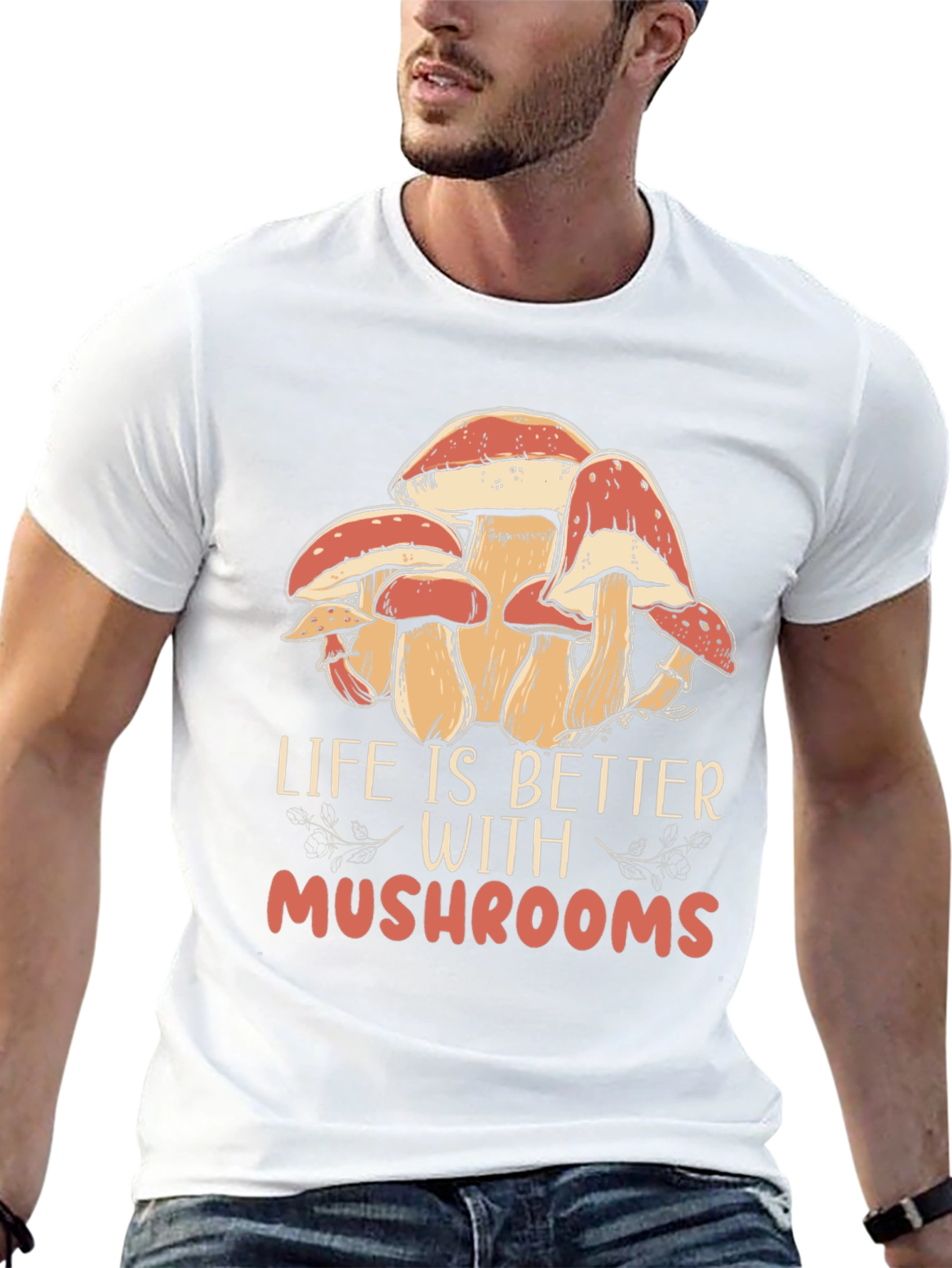Life is Better With Mushrooms Black T-Shirt