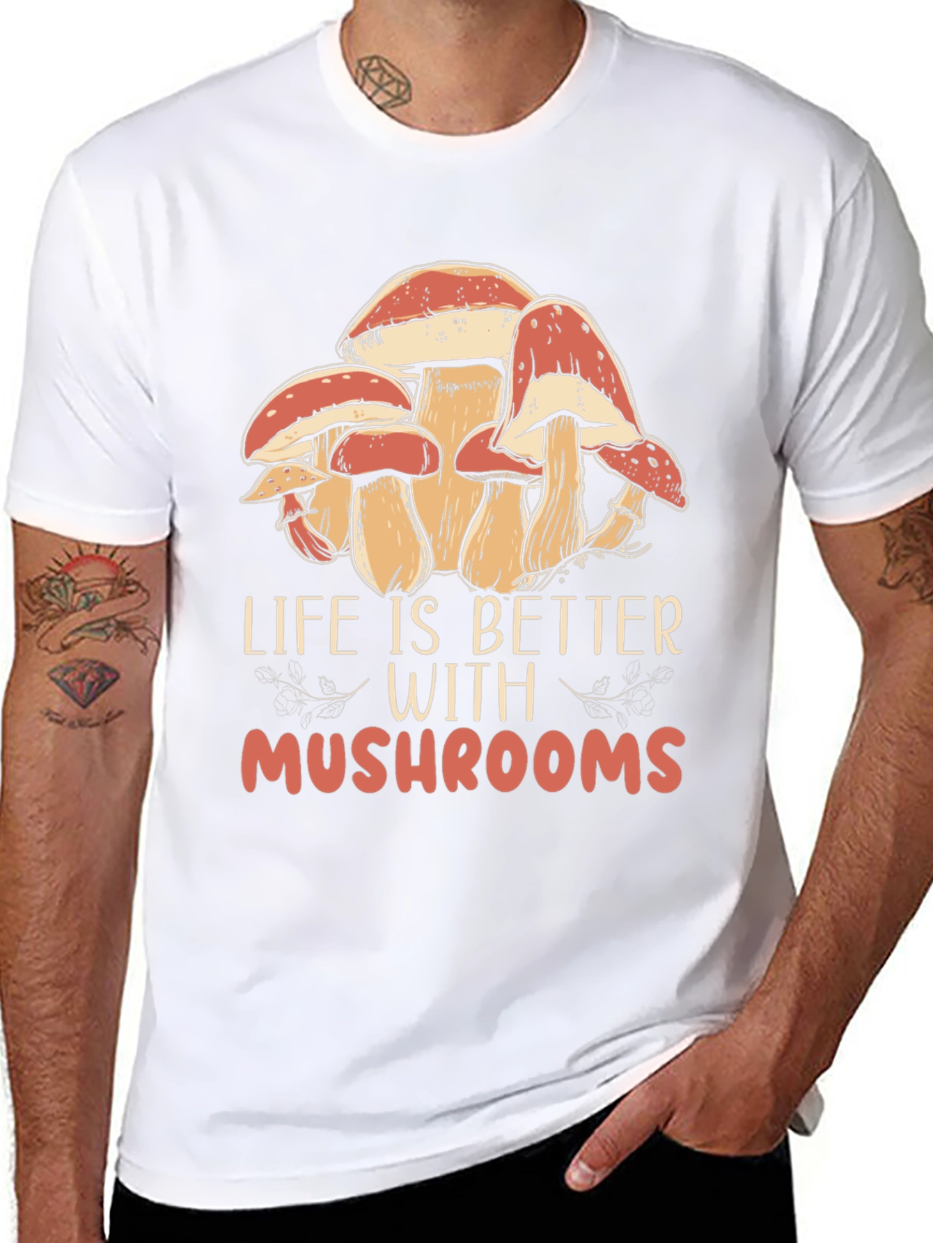 Life is Better With Mushrooms Black T-Shirt