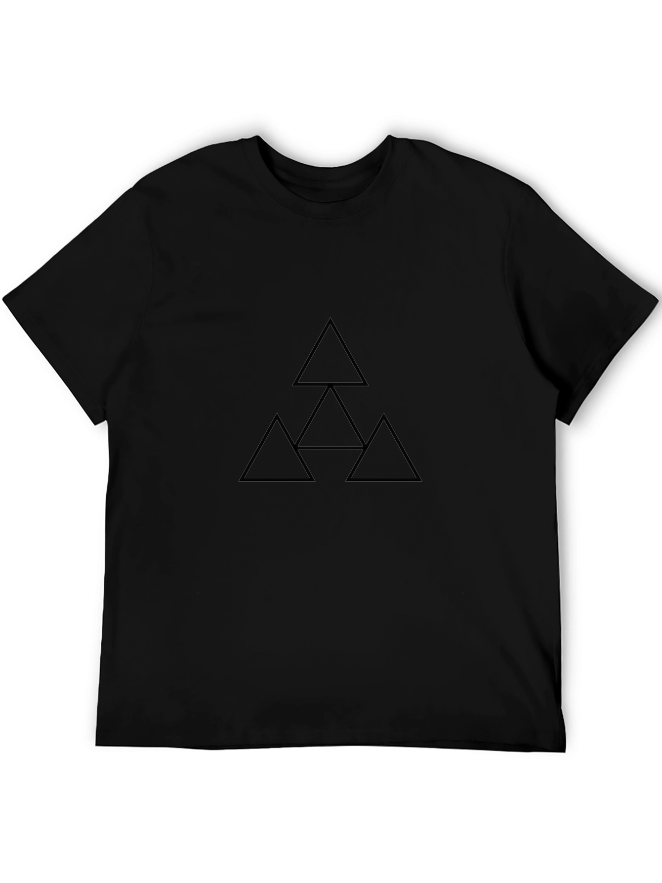 Geometric Triangle Graphic T-Shirt - Black