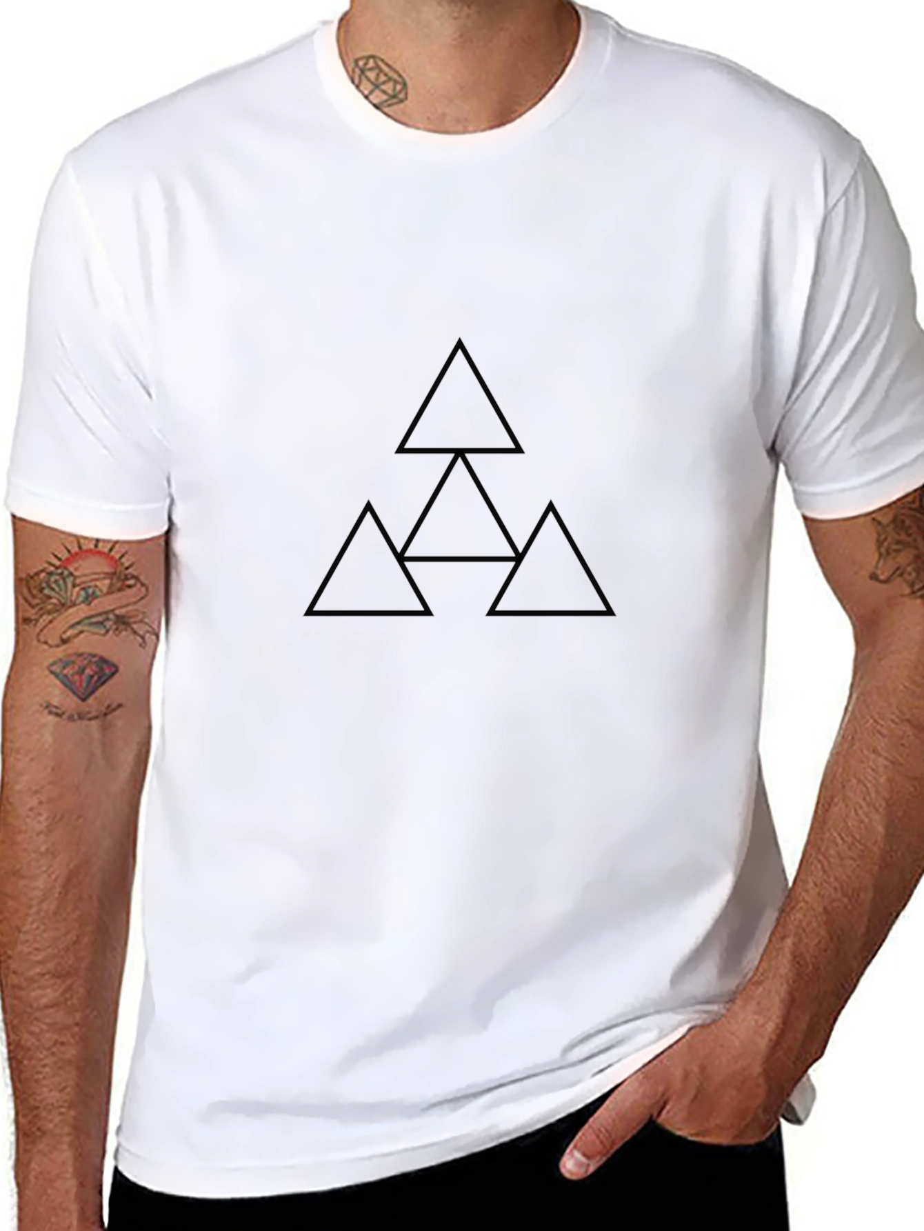 Geometric Triangle Graphic T-Shirt - Black