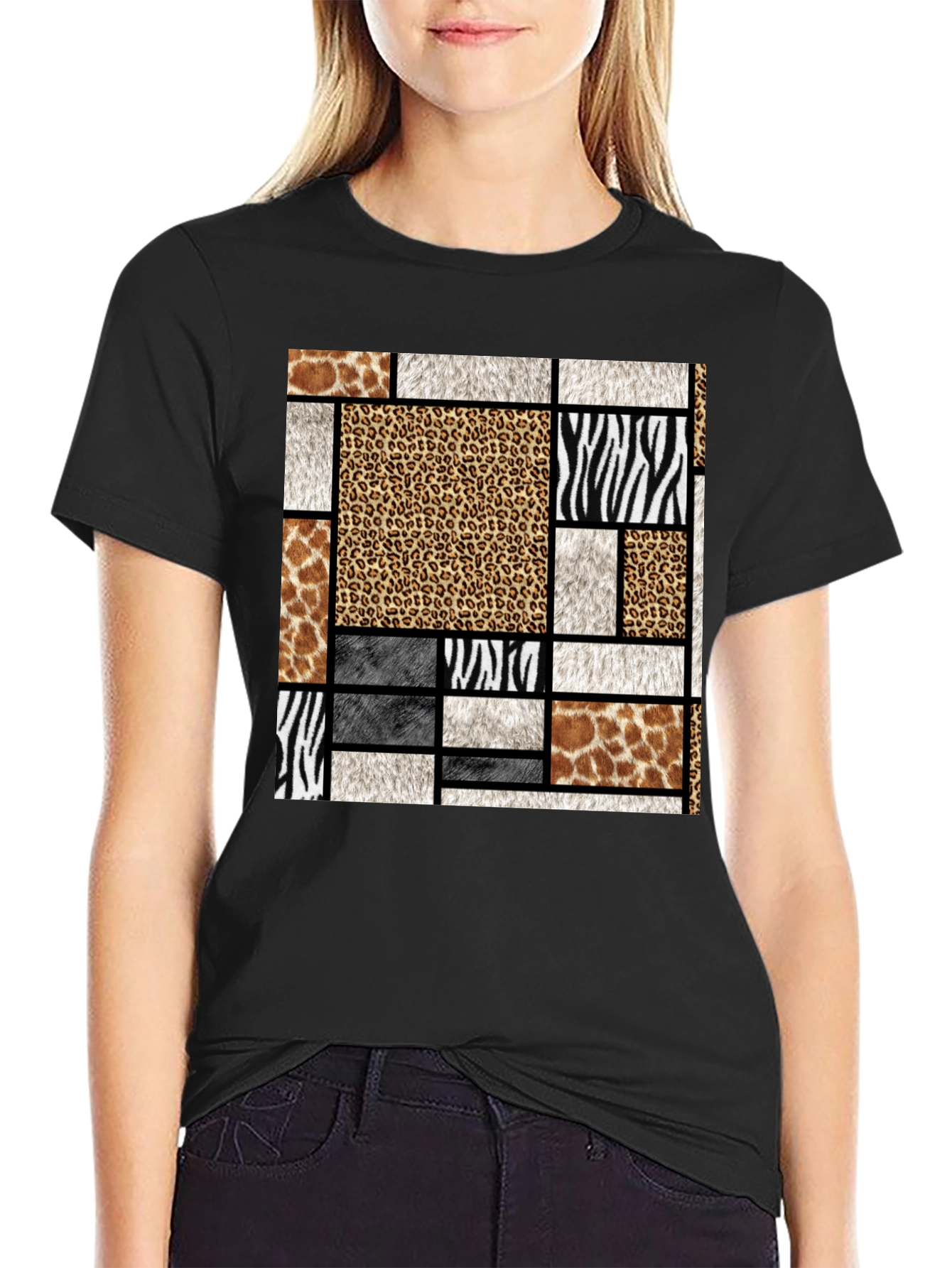 Animal Print Block Graphic Tee