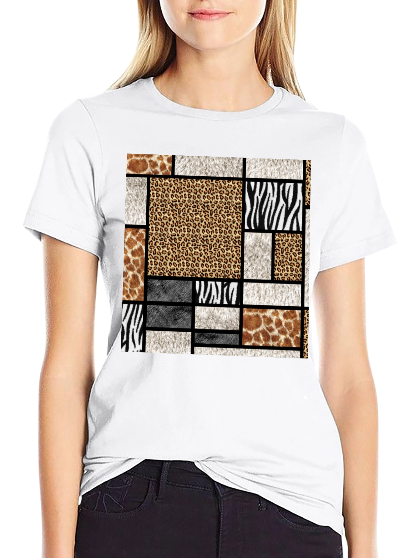 Animal Print Block Graphic Tee