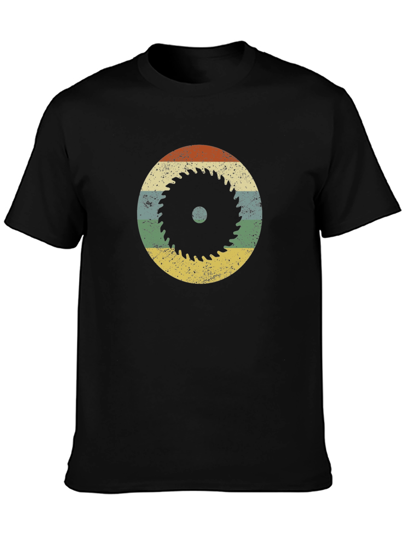 Retro Saw Blade Graphic T-Shirt - Black
