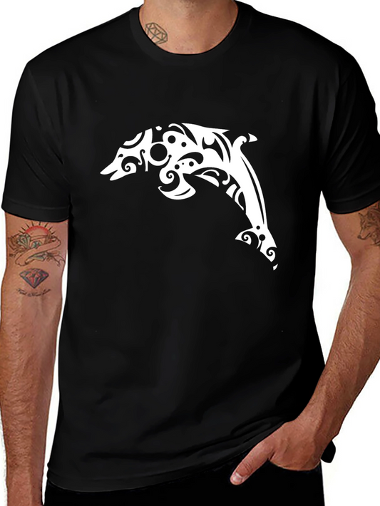 Tribal Dolphin Black T-Shirt