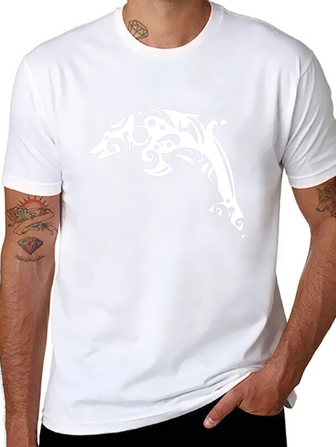 Tribal Dolphin Black T-Shirt